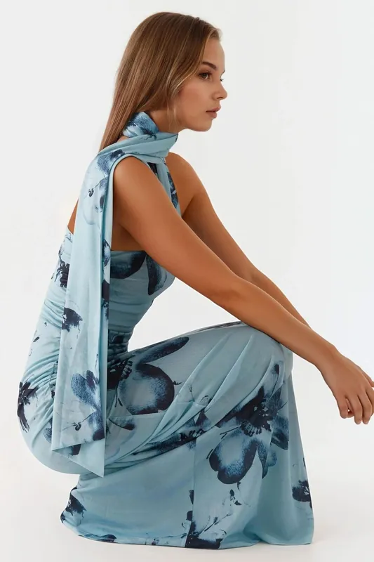 Strapless Printed Bodycon Maxi Dress - Hiccup