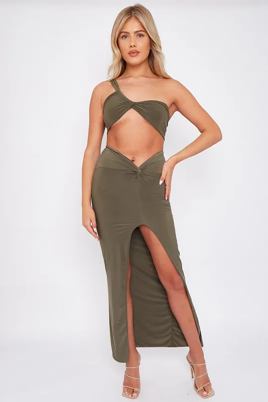 Slinky Cross Top and Twisted Maxi Skirt Co-ord