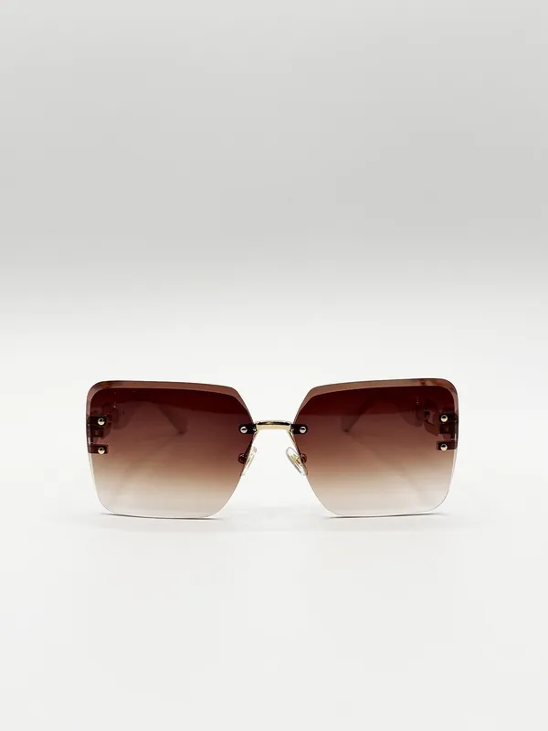 Rimless Oversized Square Sunglassses - SVNX