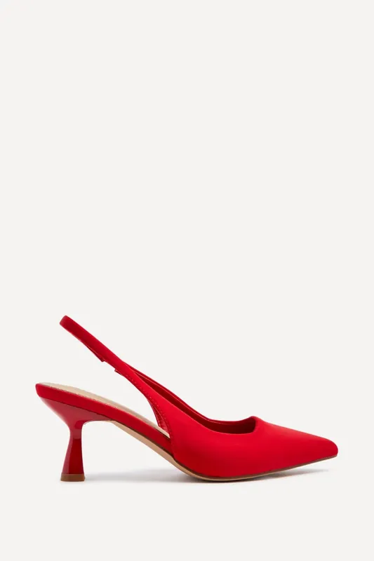 Presley Red Lycra Court Heels - Linzi