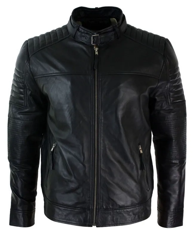 Cross Zip Biker Racer Jacket - TruClothing
