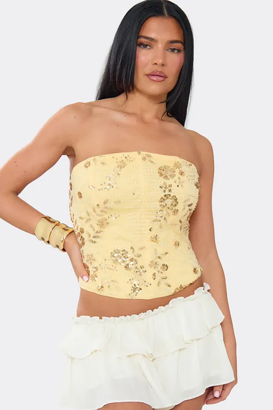 Sleeveless Bandeau Corset Top - EGO