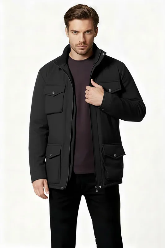 Solid Stand-Up Collar Jacket