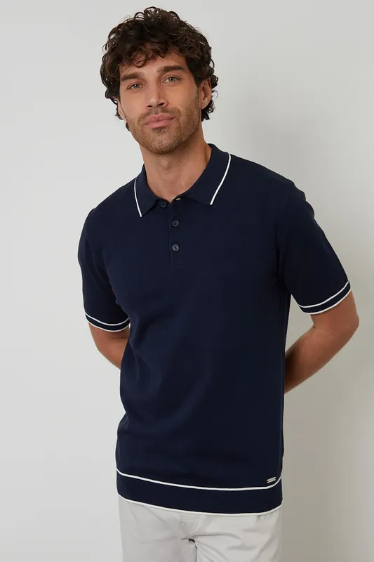 Knitted Short Sleeve Polo Shirt - Threadbare