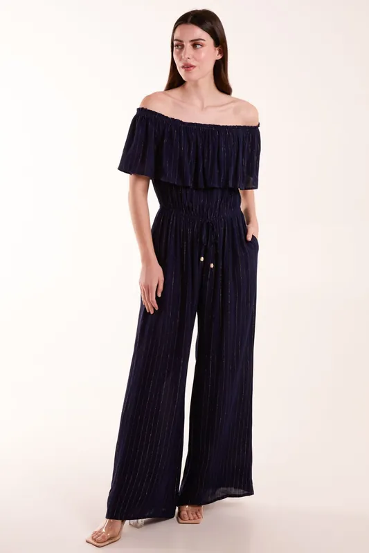 Bardot Jumpsuit - Blue Vanilla