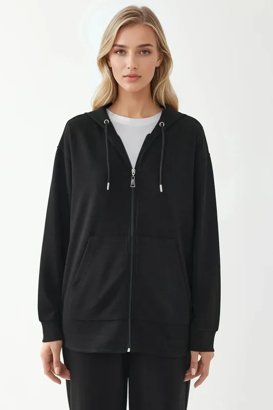 Hooded Long Sleeve Hoodie with Zipper - Hiccup