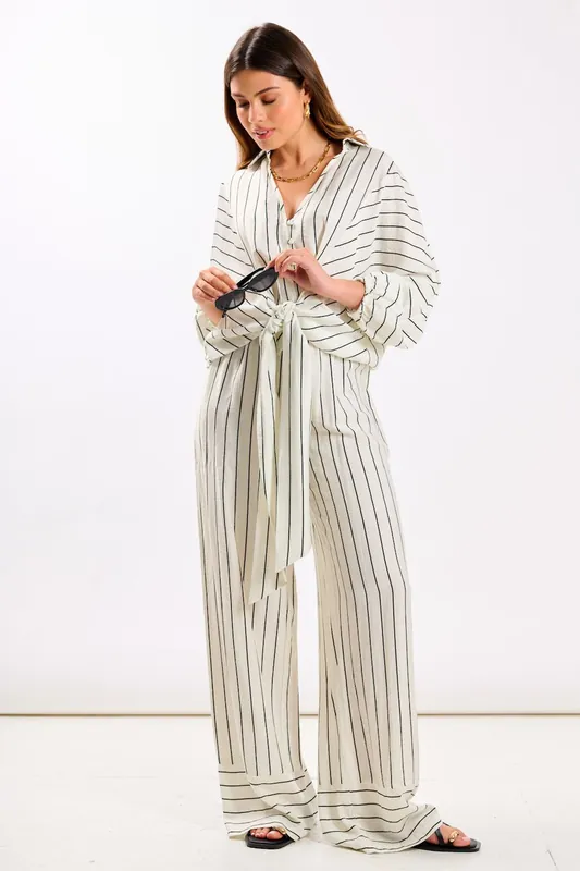 White Stripe Palazzo Trouser - Needs No Label