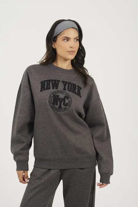 Crew Neck Embroidered Sweatshirt - Brave Soul