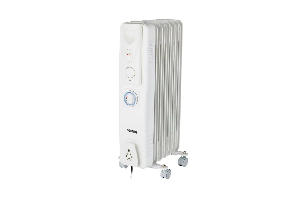 Oil Filled Radiator with Timer, WL43003YTW 1500W 7 Fin Tall in White - Warmies