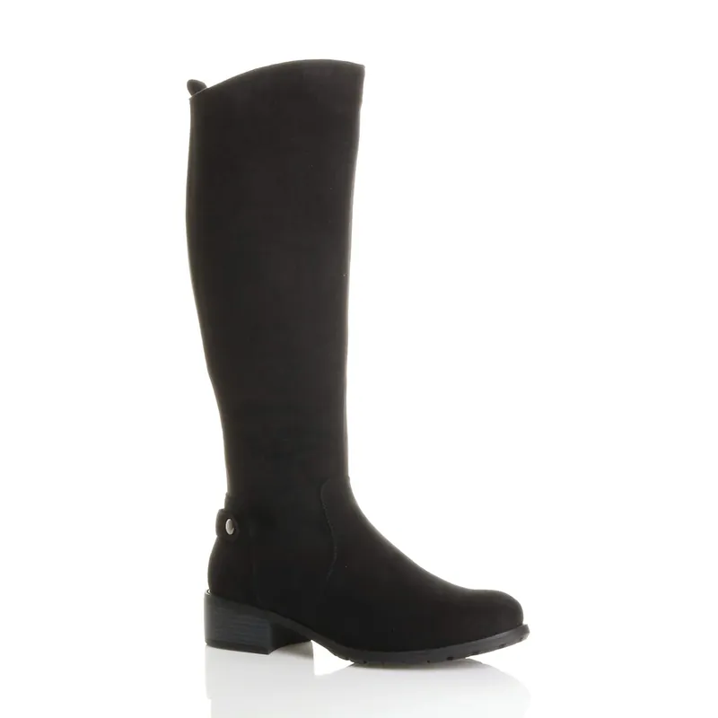 Low Heel Calf Riding Boots - AJVANI