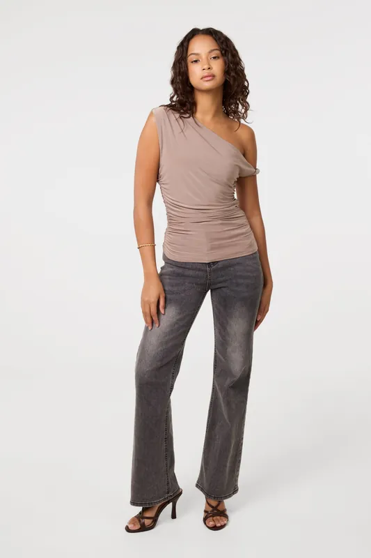Light Brown Twist Shoulder Top - Pink Vanilla