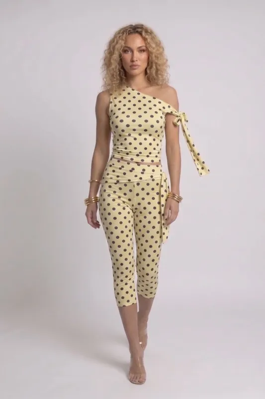 Polka Dot Tie Drop Shoulder Top and 34 Legging Co-ord