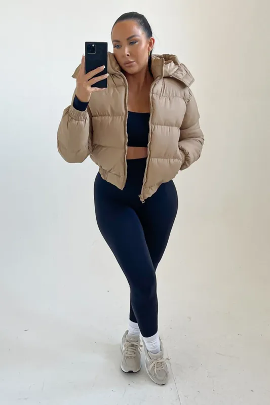 Padded Zip Up Hooded Puffer Jacket - Femme Luxe