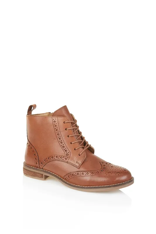 Grace Leather Brogue Womens Lace up Boots - Silver Street London
