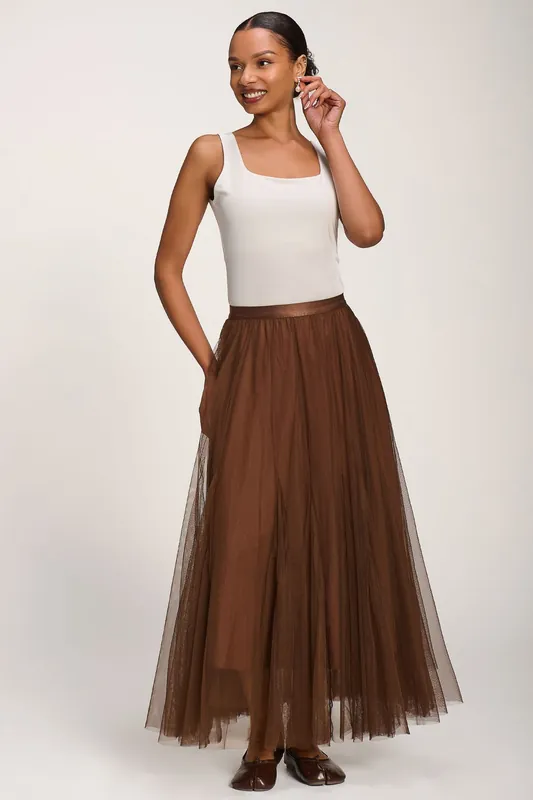 Tulle Godet Maxi Skirt - Jolie Moi