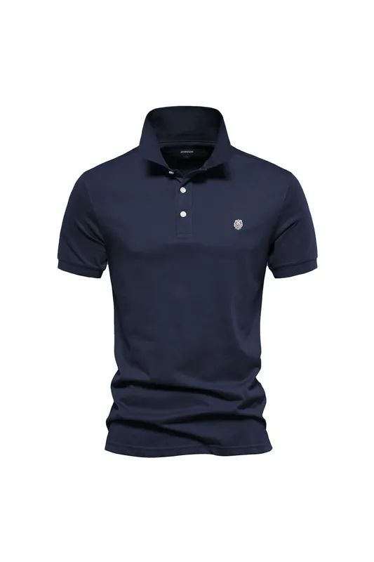 Solid Turn-Down Short-Sleeve Polo Shirt