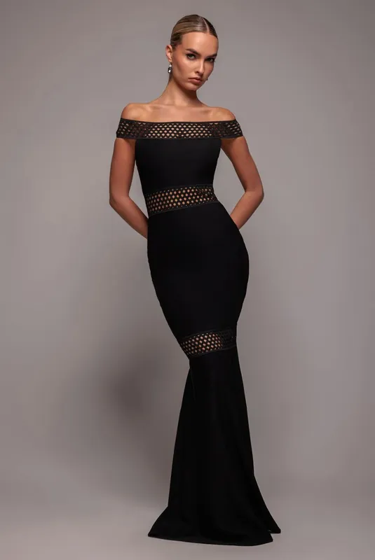 Off The Shoulder Ribbed Bodycon Maxi Dress - Goddiva