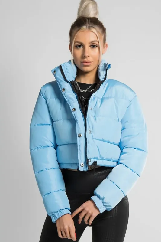 High Neck Padded Cropped Puffer Jacket - Femme Luxe