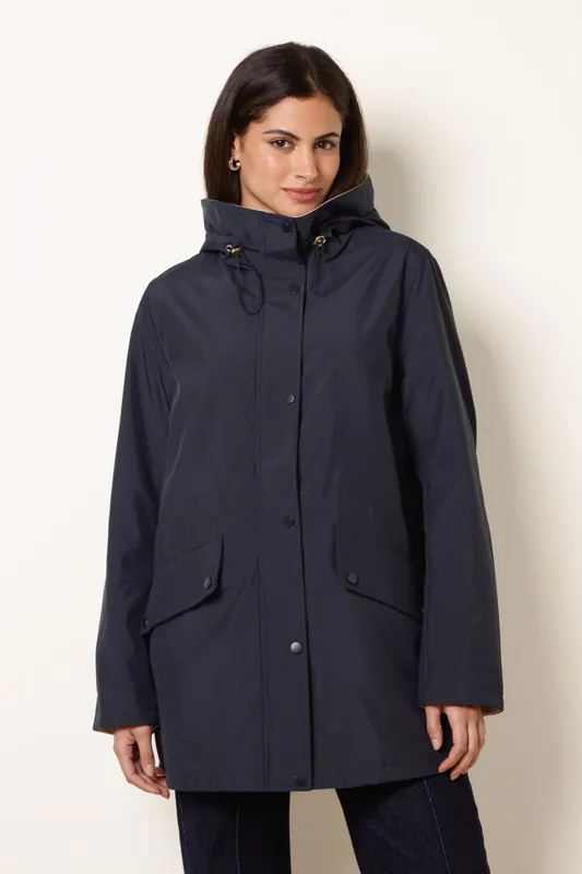 Stone and Navy Reversible Raincoat - Blue Vanilla