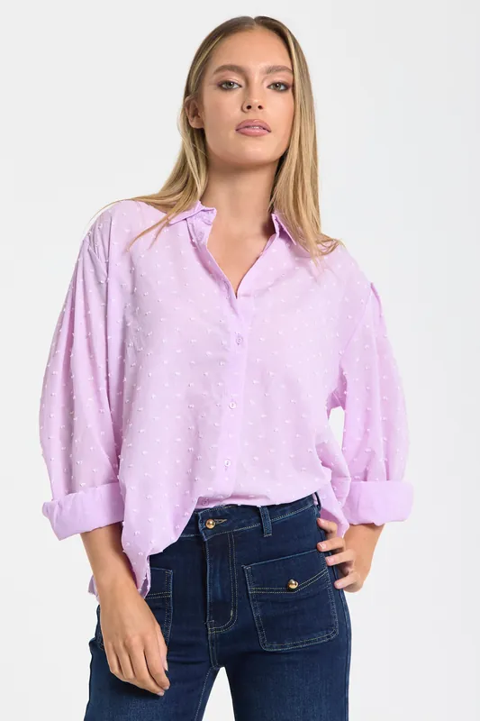 Lilac Dobby Chiffon Oversized Shirt - Liquorish