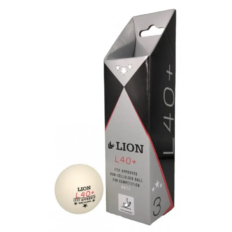 L40 Table Tennis Balls (Pack of 3) - Lion