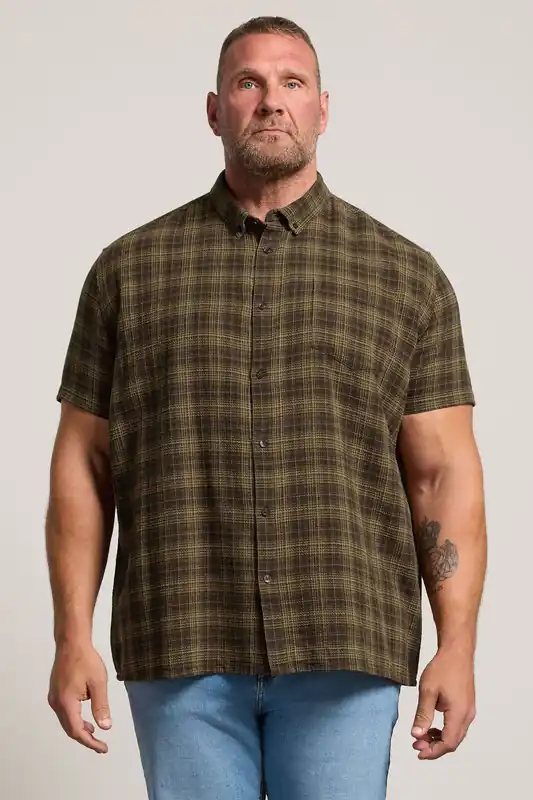 Check Stripe Short Sleeve Shirt - BadRhino