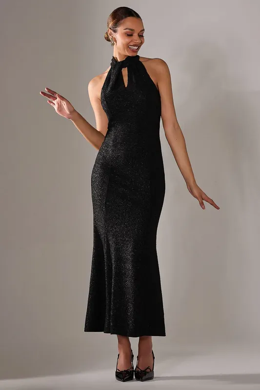 Halter Neck Fishtail Maxi Dress - Jolie Moi