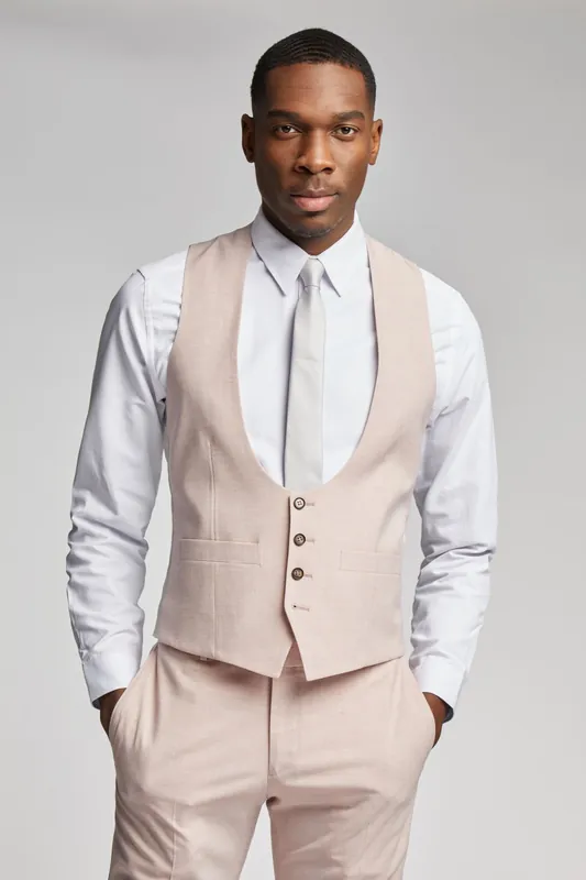 Light Pink Plain Scoop Waistcoat - Antique Rogue