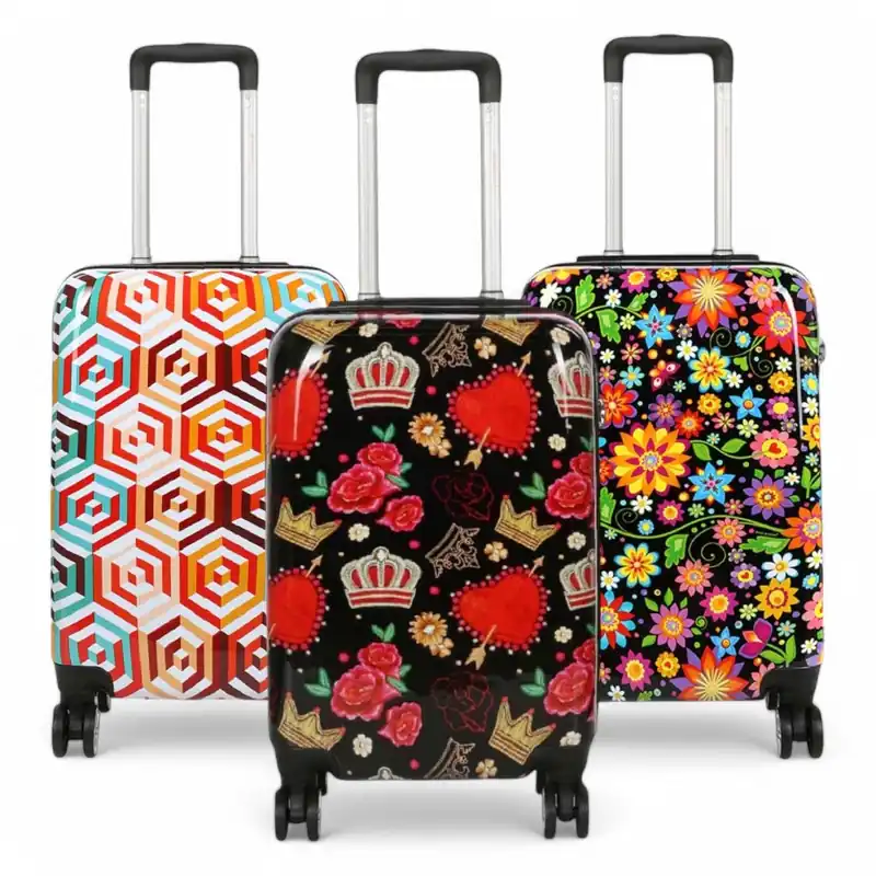 Hard Shell Printed Cabin 55 x 36 x 20 cm PP Suitcase Luggage Suitable for Easyjet, Ryanair - Infinity Leather