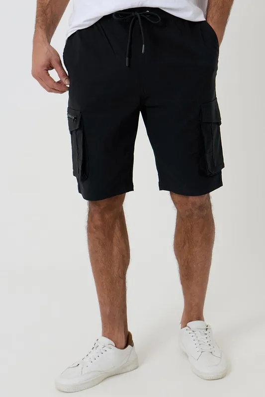 Elasticated Waist Stretch Cargo Shorts - Threadbare