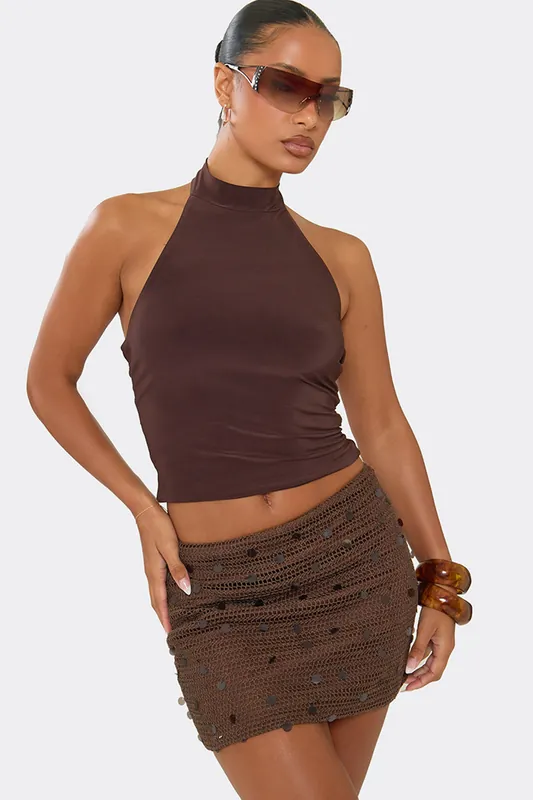 Sequin Mid Rise Mini Skirt - EGO