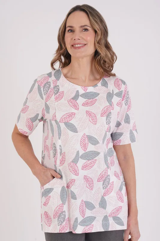 Curve Stitch Leaf Print Tunic - Tigi