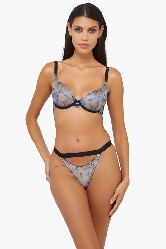 Talia Renaissance Printed Mesh Thong - Playful Promises