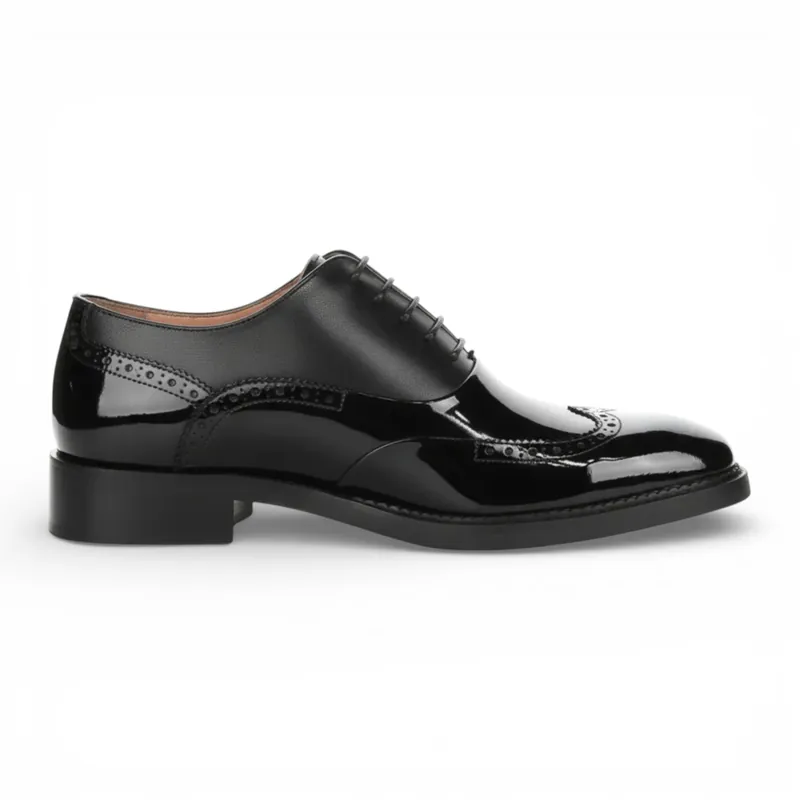 Justin Reess Patent Real Leather Formal Brogue Shoes - Harry
