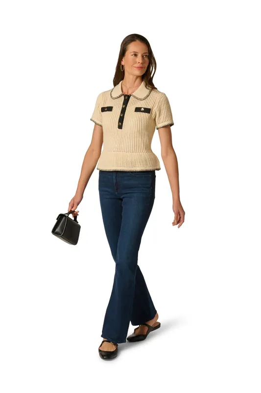 Flounce Polo Sweater - Adrianna Papell
