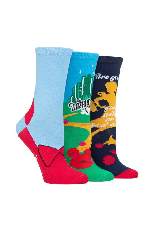 Ladies 3 Pair SOCKSHOP Wizard of Oz Cotton Socks