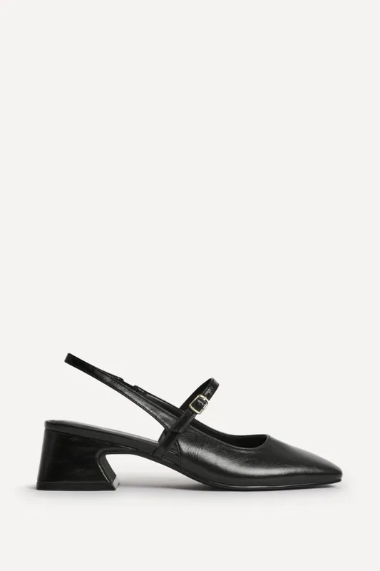 Society Black Faux Leather Mary Jane Heels - Linzi
