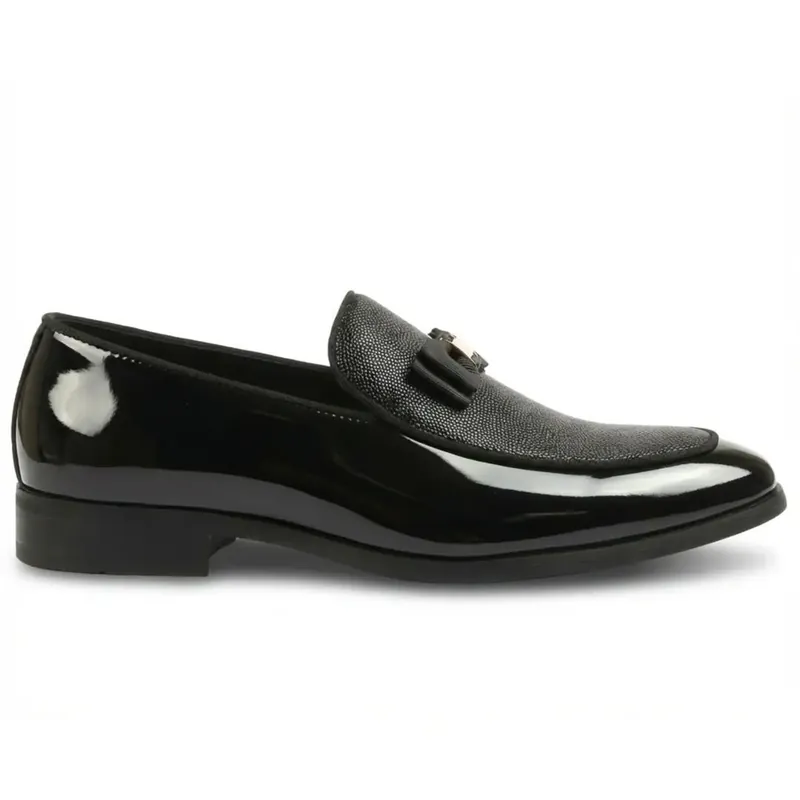 Formal Dress Loafers PU Leather Textured Slip-On Shoes