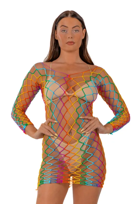 Rainbow Long Sleeved Mini Dress - Loving Joy