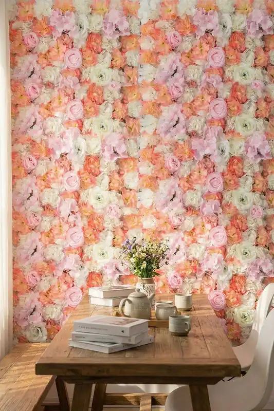 Artificial Dahlia Rose Hydrangea Flower Wall Panel DIY Backdrop Privacy Screen for Wedding Cafe - Living and Home