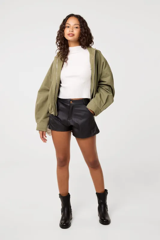 Black PU Shorts - Pink Vanilla