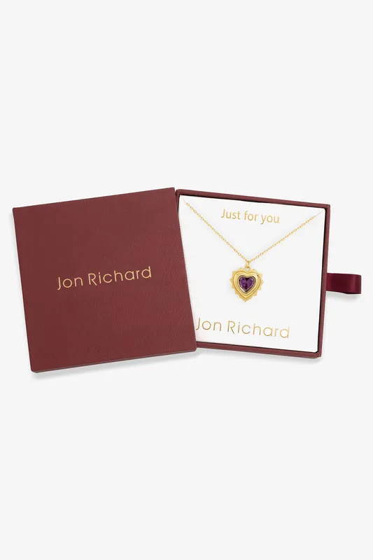 14Ct Real Gold Plated Heart Birthstone Pendant - December - Gift Boxed