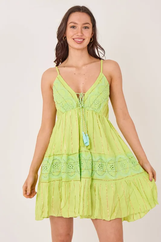 Bohemian Lace Detail Mini Dress - ELAINA FASHION