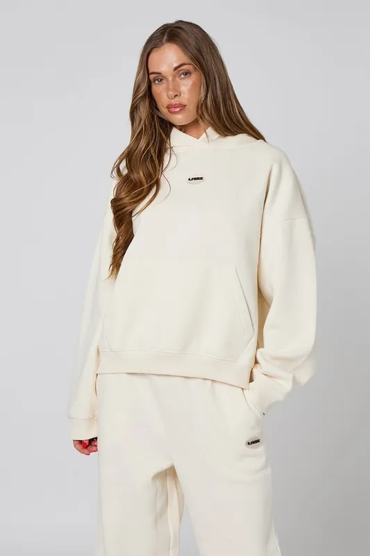 Cream Rubber Branding Hoodie - Urban Bliss
