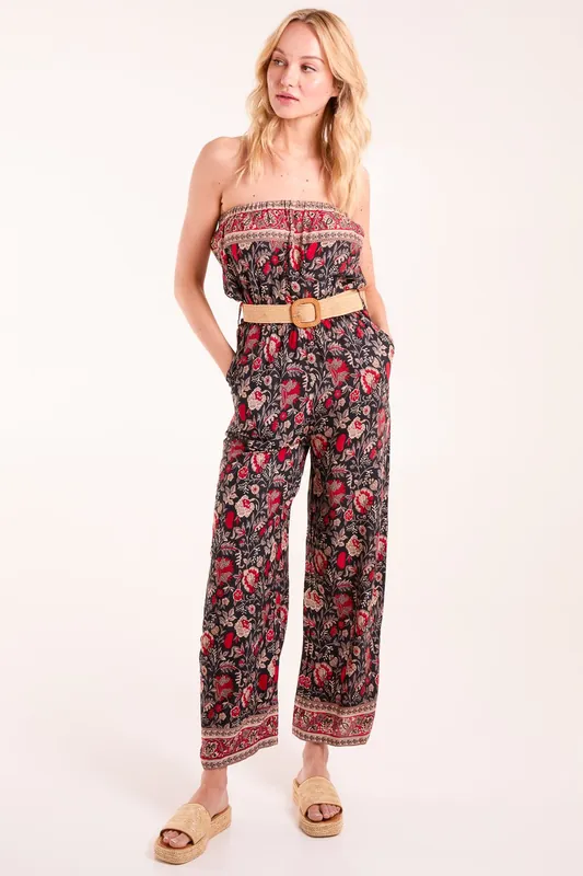 Belted Bandeau Jumpsuit - Blue Vanilla