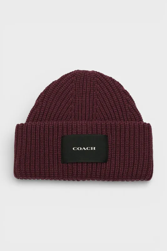 Oxblood Woven Patch Beanie - Coach
