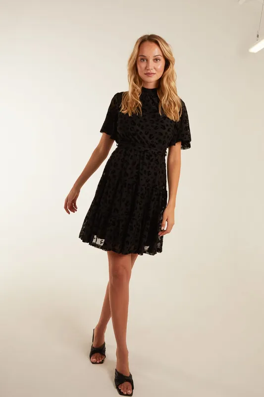 Angel Sleeve Velvet Burnout Dress - Blue Vanilla