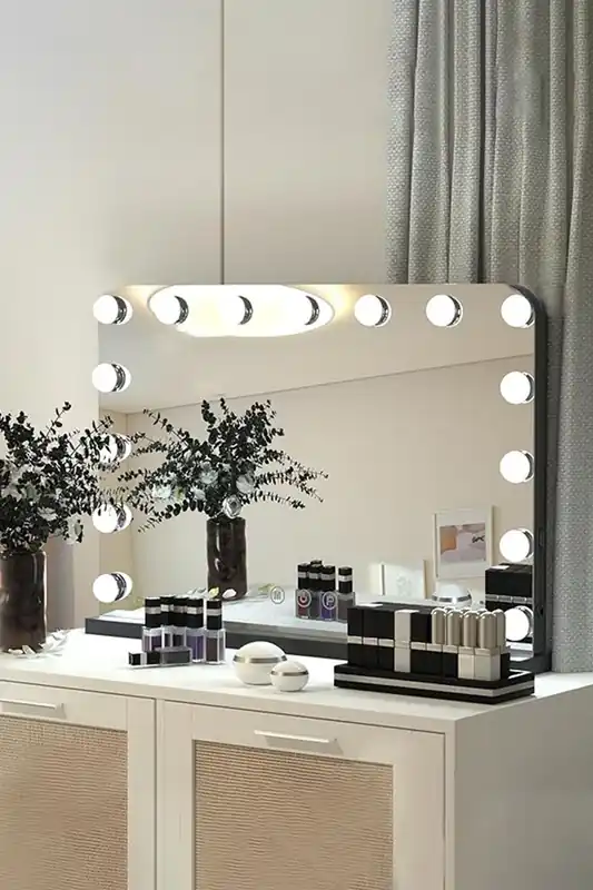 Large Hollywood Vanity Mirror with 15 Lights,3 Lighting Modes & Touch Screen Control - Living and Home