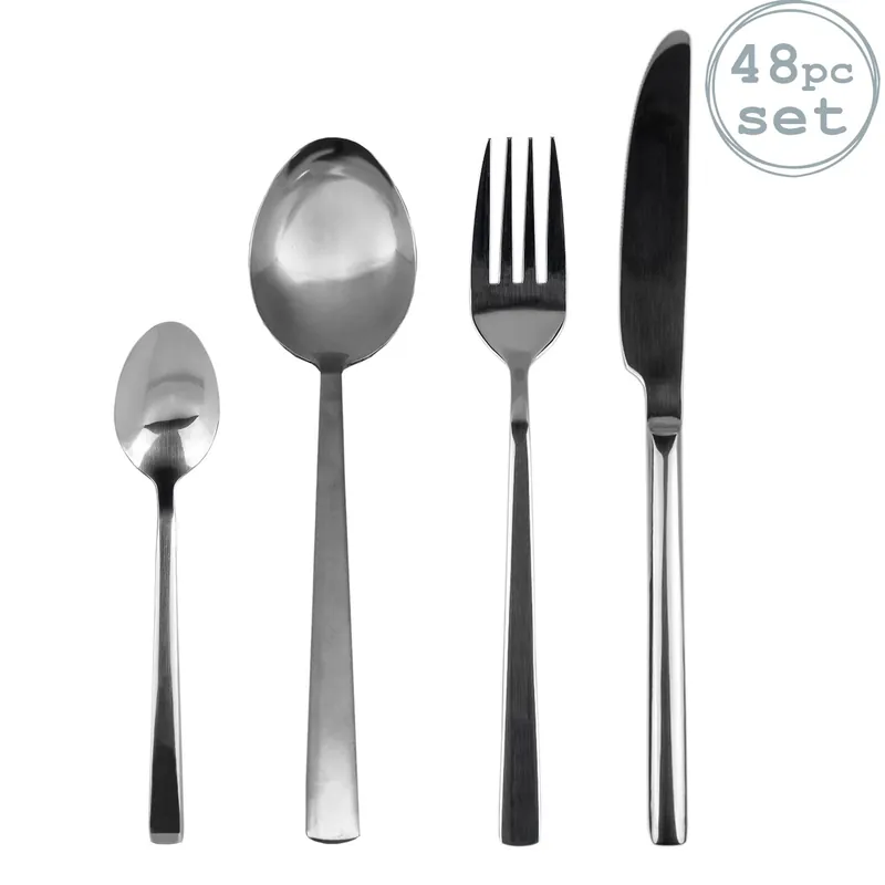 48 Piece Tondo 18/0 Stainless Steel Cutlery Set - Silver