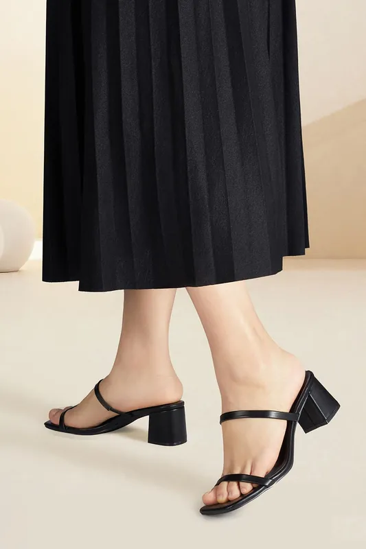 Minimalist Double Strap Block Heel Sandals - MODISHION